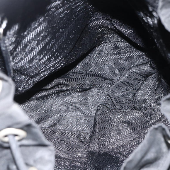PRADA Backpack Nylon Silver Black Auth bs33519