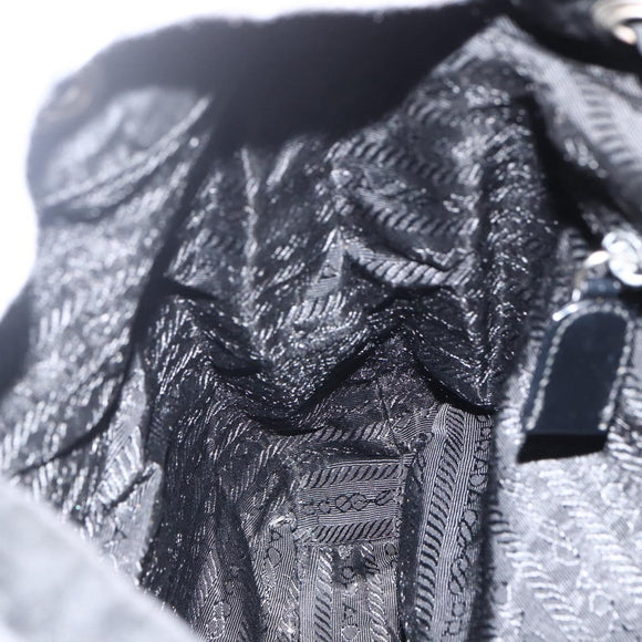 PRADA Backpack Nylon Silver Black Auth bs33519