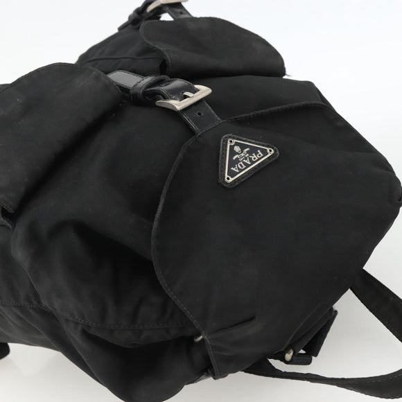 PRADA Backpack Nylon Silver Black Auth bs33519