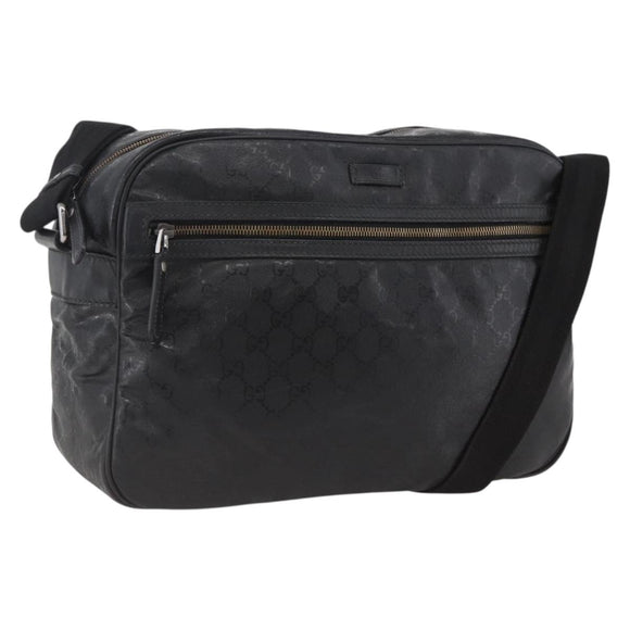 GUCCI GG Implementation Shoulder Bag PVC Black Silver 211107 Auth bs33520