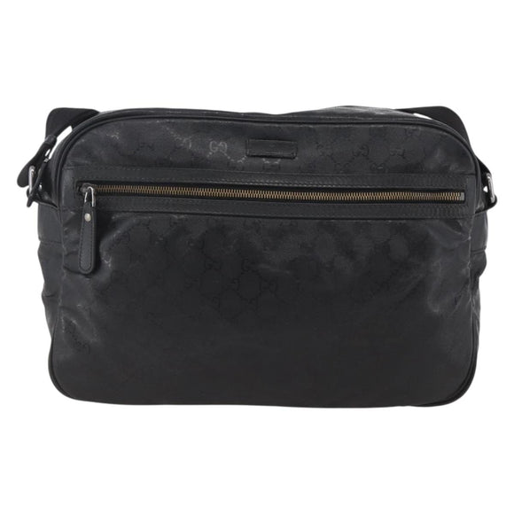 GUCCI GG Implementation Shoulder Bag PVC Black Silver 211107 Auth bs33520