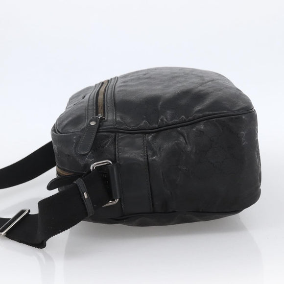 GUCCI GG Implementation Shoulder Bag PVC Black Silver 211107 Auth bs33520