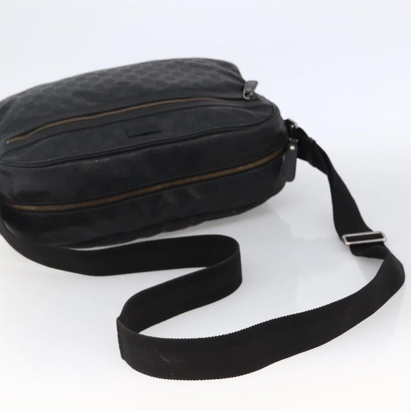 GUCCI GG Implementation Shoulder Bag PVC Black Silver 211107 Auth bs33520