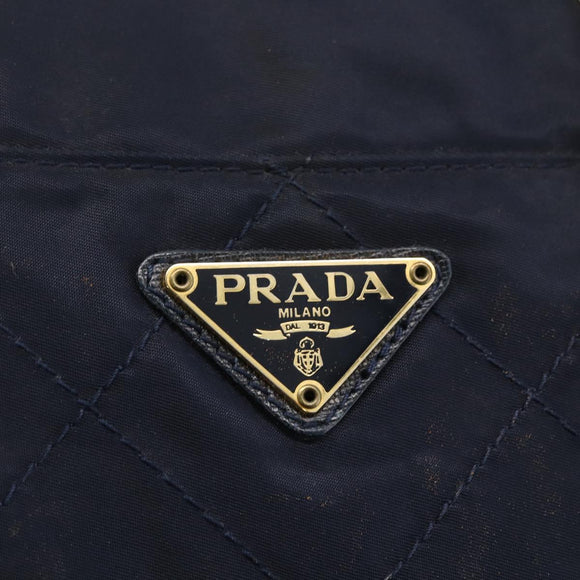 PRADA Chain Shoulder Bag Nylon Navy Gold Auth bs33521
