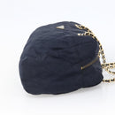 PRADA Chain Shoulder Bag Nylon Navy Gold Auth bs33521-4