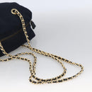 PRADA Chain Shoulder Bag Nylon Navy Gold Auth bs33521-7
