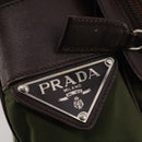 PRADA Shoulder Bag Nylon Silver Khaki Auth bs33524-15