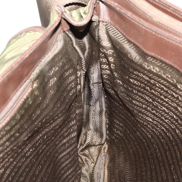 PRADA Shoulder Bag Nylon Silver Khaki Auth bs33524