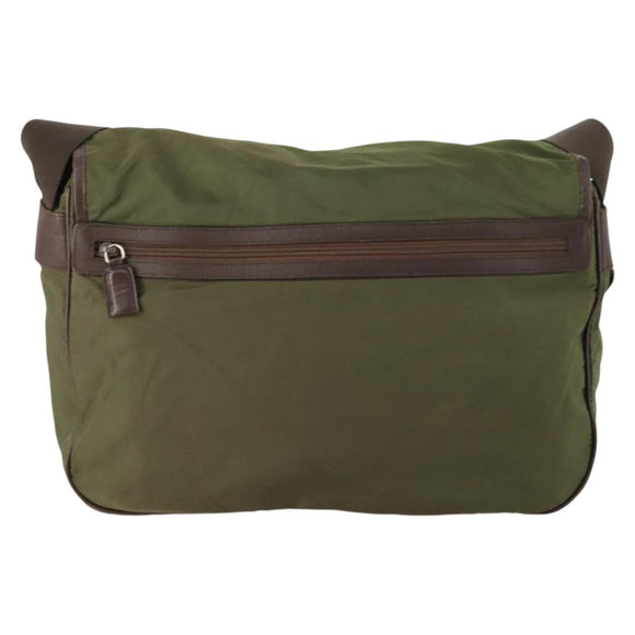 PRADA Shoulder Bag Nylon Silver Khaki Auth bs33524