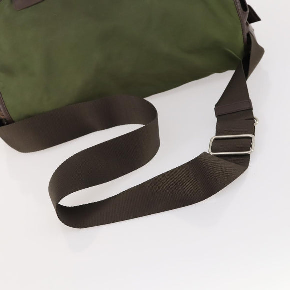 PRADA Shoulder Bag Nylon Silver Khaki Auth bs33524