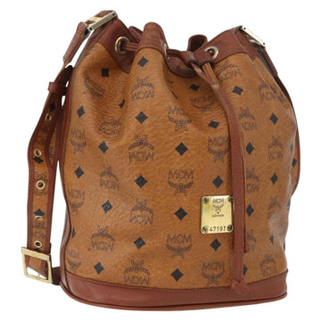 MCM Vicetos Logogram Shoulder Bag PVC Leather Brown Gold Auth bs33527