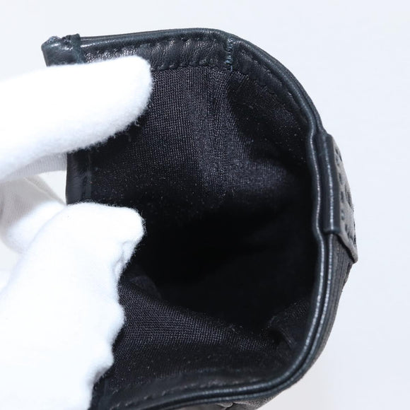 HERMES Gloves Leather Black Auth bs33528