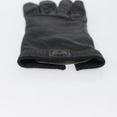 HERMES Gloves Leather Black Auth bs33528-7