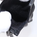 HERMES Gloves Leather Black Auth bs33528-9