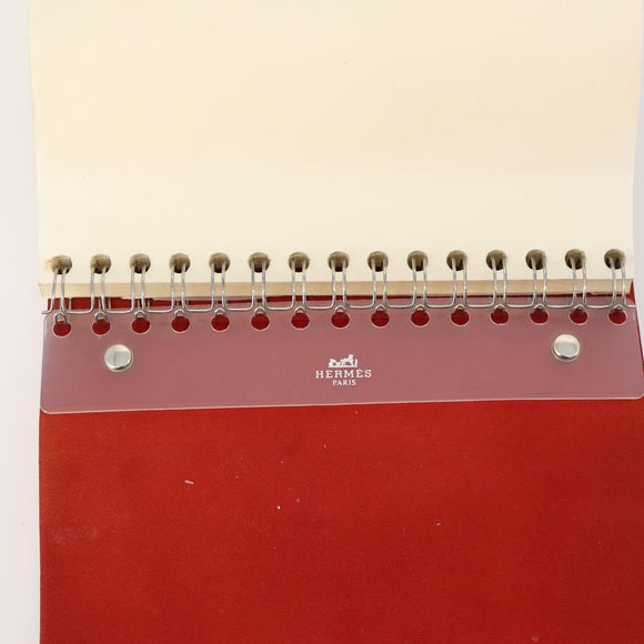 HERMES Day Planner Cover Leather Red Silver Auth bs33529