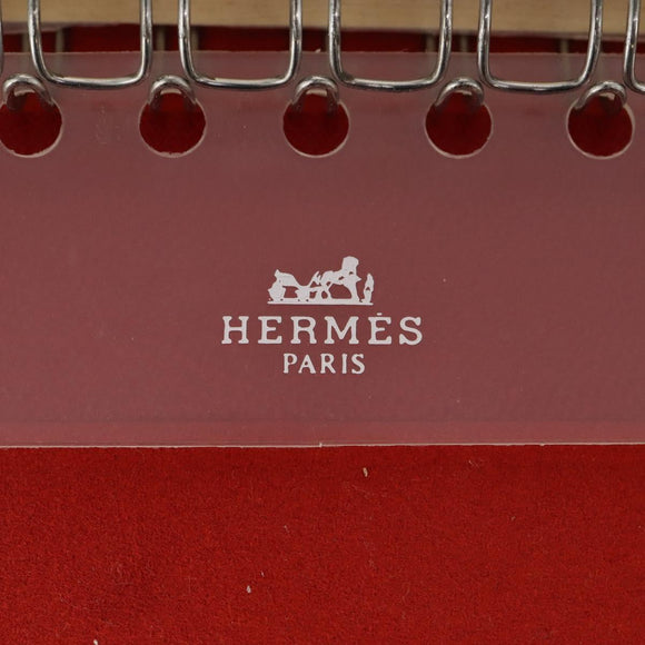 HERMES Day Planner Cover Leather Red Silver Auth bs33529