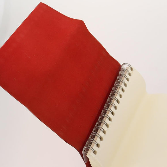 HERMES Day Planner Cover Leather Red Silver Auth bs33529