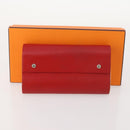 HERMES Day Planner Cover Leather Red Silver Auth bs33529-12