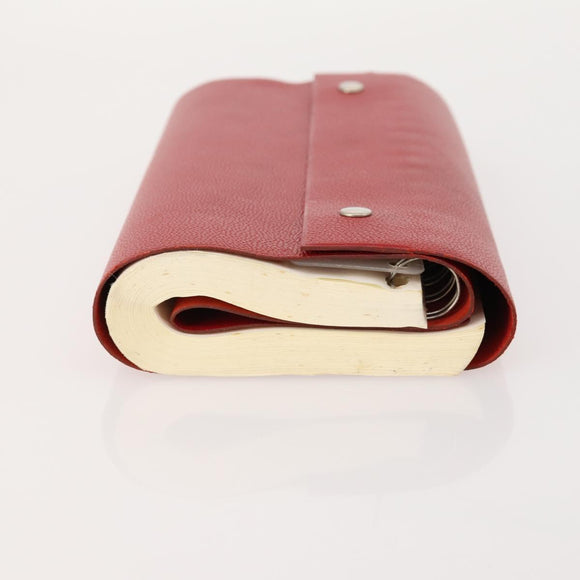 HERMES Day Planner Cover Leather Red Silver Auth bs33529