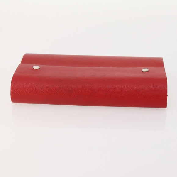 HERMES Day Planner Cover Leather Red Silver Auth bs33529