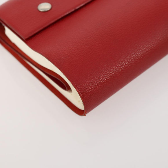 HERMES Day Planner Cover Leather Red Silver Auth bs33529