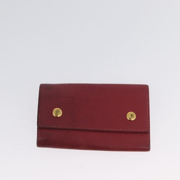 HERMES Wallet Leather 2 Set Red Pink Auth bs33530