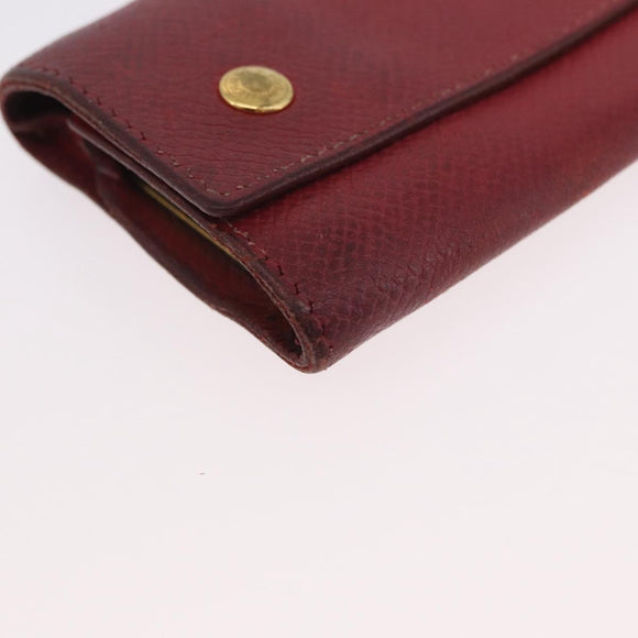 HERMES Wallet Leather 2 Set Red Pink Auth bs33530