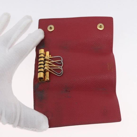 HERMES Wallet Leather 2 Set Red Pink Auth bs33530