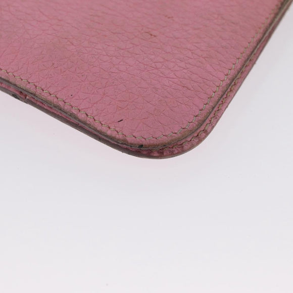 HERMES Wallet Leather 2 Set Red Pink Auth bs33530