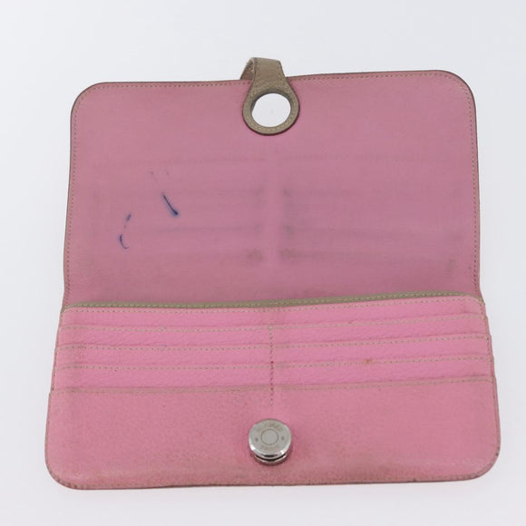 HERMES Wallet Leather 2 Set Red Pink Auth bs33530