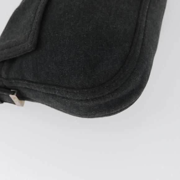 FENDI Mamma Baguette Hand Bag cotton Gray Silver Auth bs33536