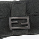 FENDI Mamma Baguette Hand Bag cotton Gray Silver Auth bs33536-17