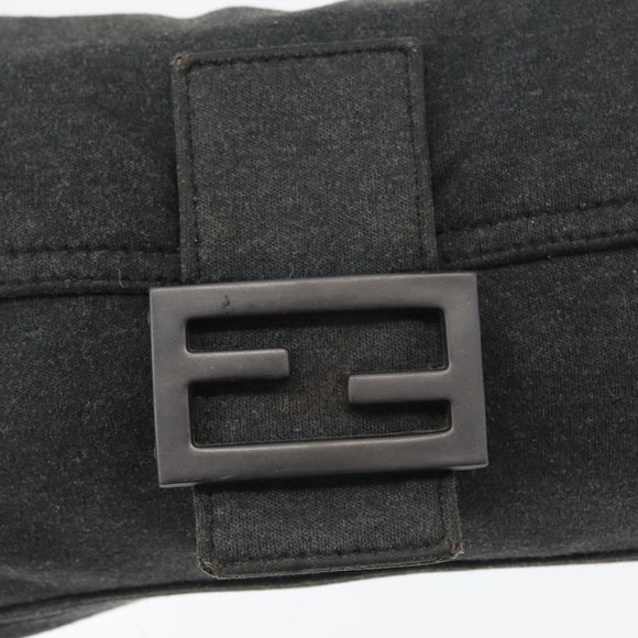 FENDI Mamma Baguette Hand Bag cotton Gray Silver Auth bs33536