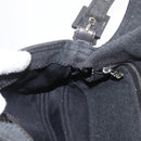FENDI Mamma Baguette Hand Bag cotton Gray Silver Auth bs33536-21