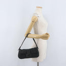 FENDI Mamma Baguette Hand Bag cotton Gray Silver Auth bs33536-25