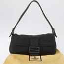 FENDI Mamma Baguette Hand Bag cotton Gray Silver Auth bs33536-12