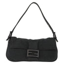 FENDI Mamma Baguette Hand Bag cotton Gray Silver Auth bs33536-13