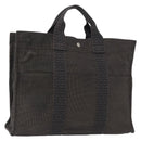 HERMES Her Line Tote MM Hand Bag Canvas Gray Silver Auth bs33537-1