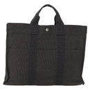 HERMES Her Line Tote MM Hand Bag Canvas Gray Silver Auth bs33537-2