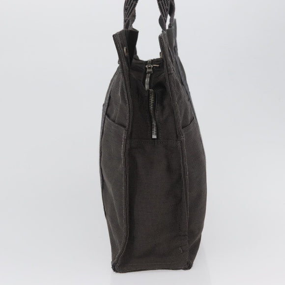 HERMES Her Line Tote MM Hand Bag Canvas Gray Silver Auth bs33537