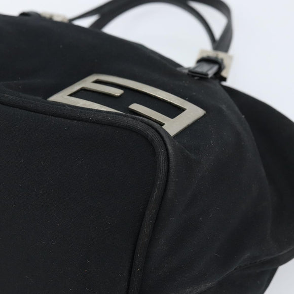 FENDI Hand Bag Nylon Black Silver Auth bs33538