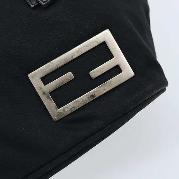 FENDI Hand Bag Nylon Black Silver Auth bs33538
