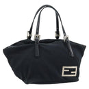 FENDI Hand Bag Nylon Black Silver Auth bs33538-1