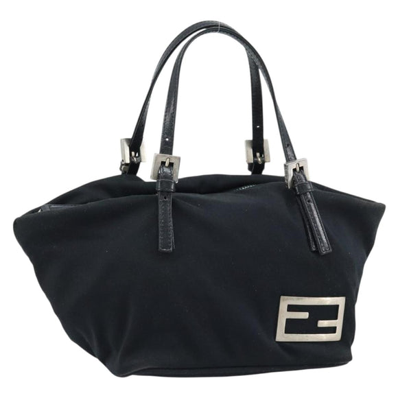 FENDI Hand Bag Nylon Black Silver Auth bs33538