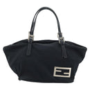 FENDI Hand Bag Nylon Black Silver Auth bs33538-13