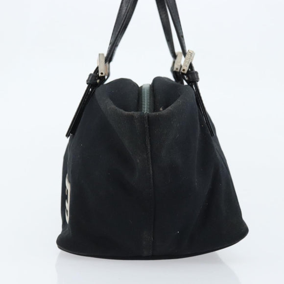 FENDI Hand Bag Nylon Black Silver Auth bs33538