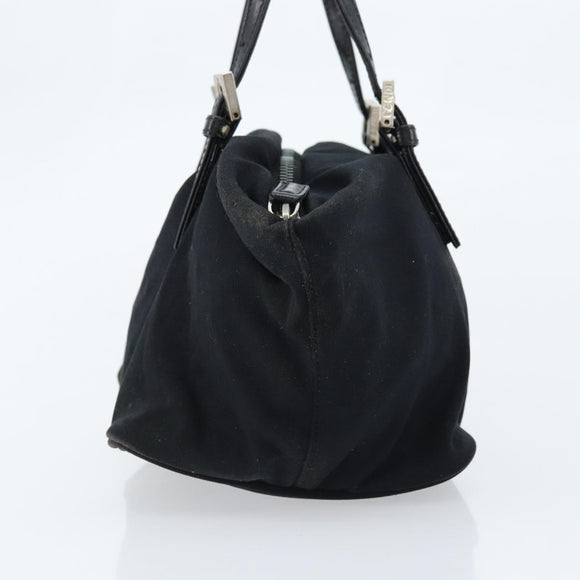 FENDI Hand Bag Nylon Black Silver Auth bs33538