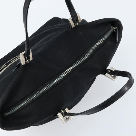 FENDI Hand Bag Nylon Black Silver Auth bs33538