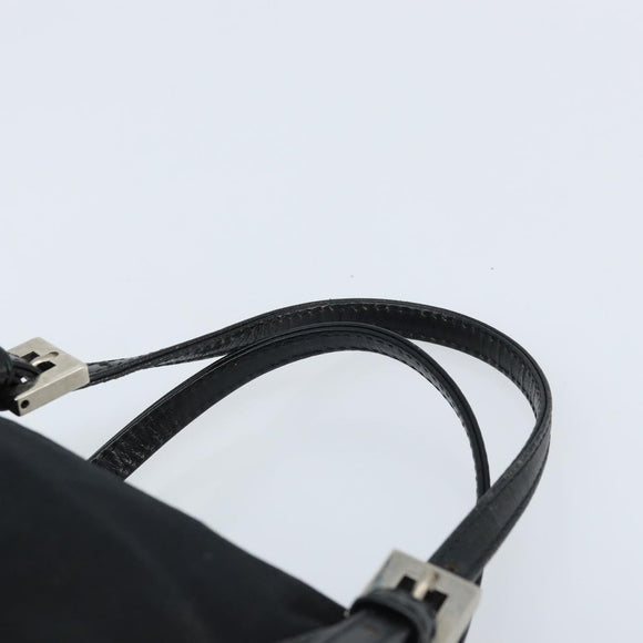 FENDI Hand Bag Nylon Black Silver Auth bs33538