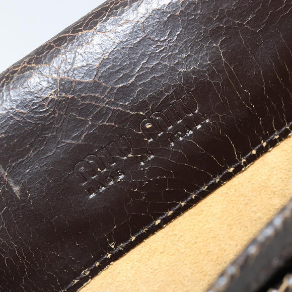 Miu Miu Shoulder Bag Leather Brown Auth bs33539